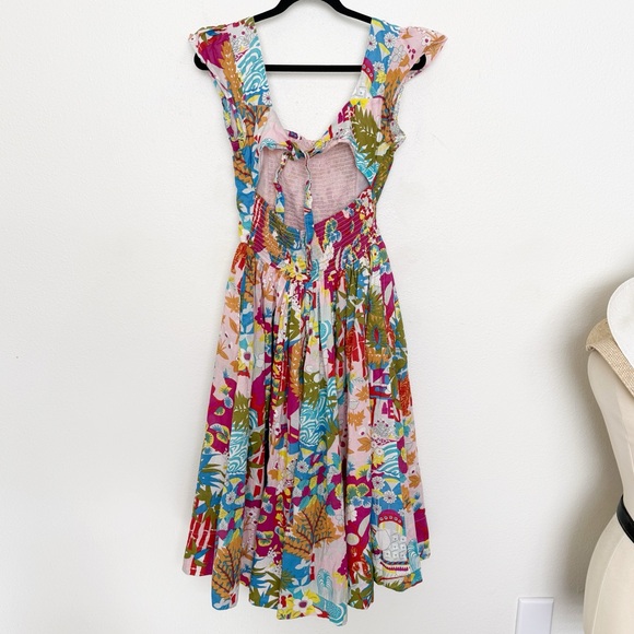 Caroline Constas Claudia Floral Print Flutter Sleeve Open Back Midi Dress - Picture 7 of 15